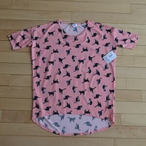 NWT LuLaRoe Irma Cat Short Sleeve Tee Shirt Size Small